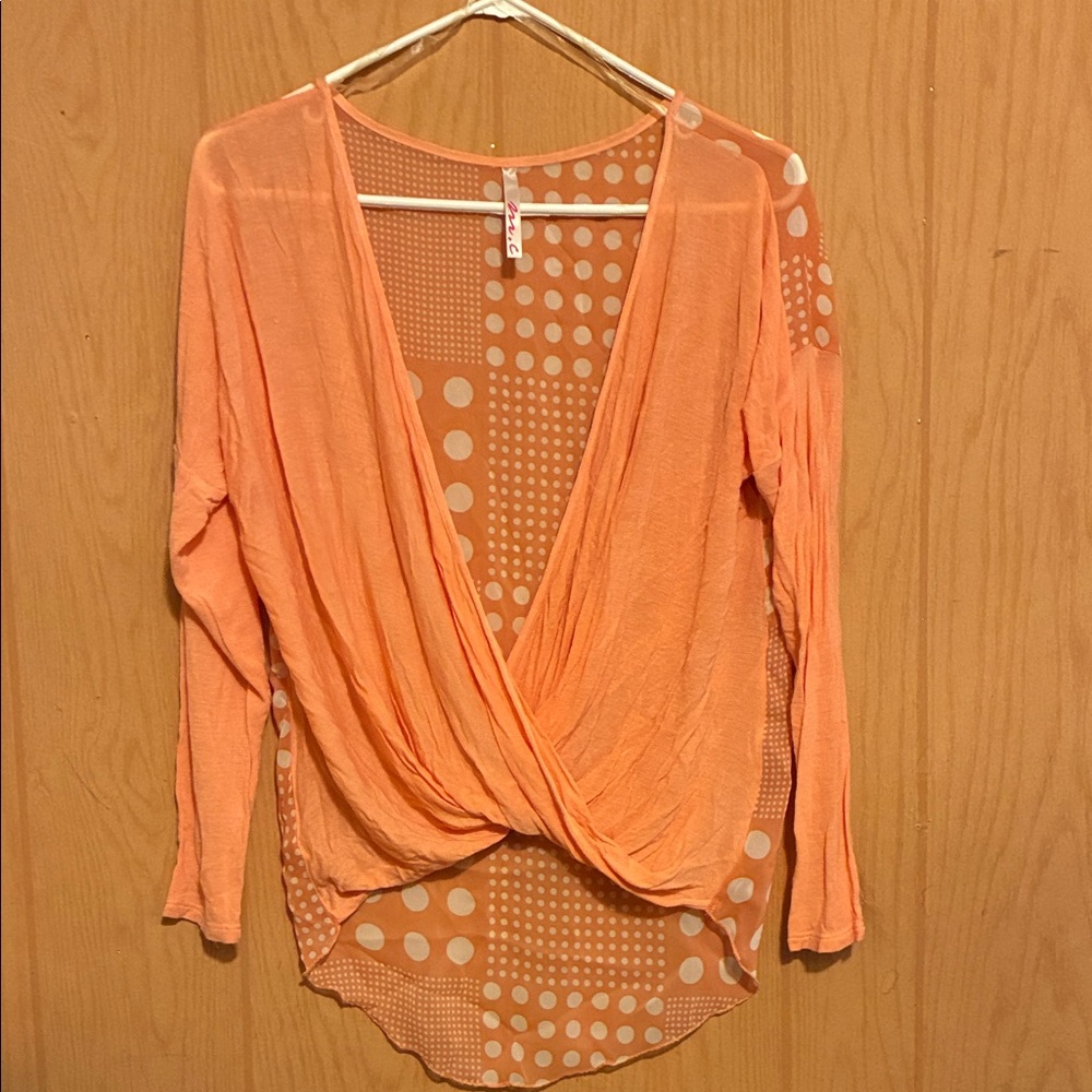 Chic Orange Wrap Blouse